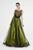 Saboroma - 4561 Beaded Illusion Pleated A-Line Dress In Green