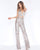 Cassandra Stone - 4563A Sequined Halter Neck Jumpsuit In Neutral and Gold