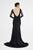 Saboroma - 4564 Embellished Illusion Bateau Trumpet Dress In Black