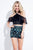 Rachel Allan Short - 4566 Haltered Two-Piece Romper in Black and Blue