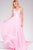 Jovani V-Neck Empire Waist Grecian Chiffon Dress 45726B in Pink