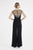 Saboroma - 4572 Bead Embellished Jumpsuit with Slit In Black