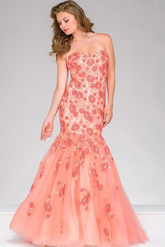 Floral Lace Trumpet Dress  45734