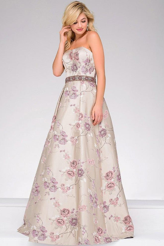 Strapless Floral Print Long Dress 45740