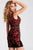45743 Sleeveless Floral Plunging Cocktail Dress