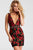 Jovani - 45743 Plunging Floral Embroidered Cocktail Dress  in Black and Multi-Color