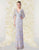 Mac Duggal Couture - 4574D Embellished V-Neck Sheath Dress in Silver and Gold