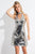 Rachel Allan Short - 4574 Deep V-Neck Sequined Cocktail Dress in Silver