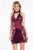 Rachel Allan Short - 4574 Deep V-Neck Sequined Cocktail Dress in Red