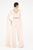 Saboroma - 4574 Split Cascade Illusion Plunging Bodice Jumpsuit In Pink