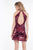 Rachel Allan Short - 4574 Deep V-Neck Sequined Cocktail Dress in Red