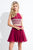 Rachel Allan Short - 4576 Two-Piece Beaded Chiffon Short Dress in Red