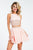 Rachel Allan Short - 4576 Two-Piece Beaded Chiffon Short Dress in Pink