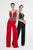 Saboroma - 4577 Texture Beaded Illusion Plunge Jumpsuit In Red and Black