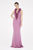 Saboroma - 4583 Fringed Blossom Appliqued Plunging Gown In Pink