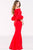 39739 Asymmetrical Pleat Detailed Trumpet Gown