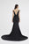 Saboroma - 4584 Two Tone Deep V-neck Mermaid Dress In Black and Gold