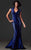 Mac Duggal Couture - 80253 Deep V-neck Mermaid Dress In Blue