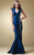 Mac Duggal Couture - 80253 Deep V-neck Mermaid Dress In Blue
