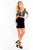 Rachel Allan - 4591 Beaded Two Piece Deep V-neck Fitted Dress in Black