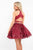 Rachel Allan - 4592 Two Piece Satin Halter Embroidered A-line Dress In Red