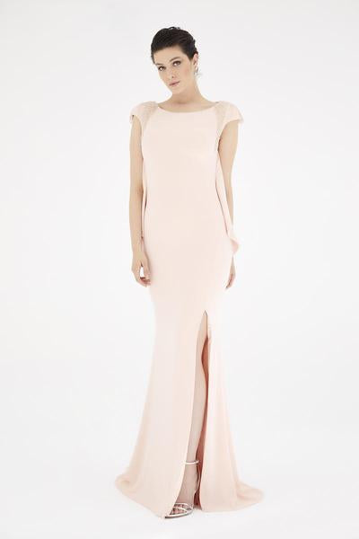 Saboroma - 4592 Scoop Cap Sleeves Mermaid Dress In Pink