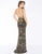 Mac Duggal - 4595R Gold Embellished V-neck Sheath Dress In Black and Gold