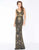 Mac Duggal - 4595R Gold Embellished V-neck Sheath Dress In Black and Gold
