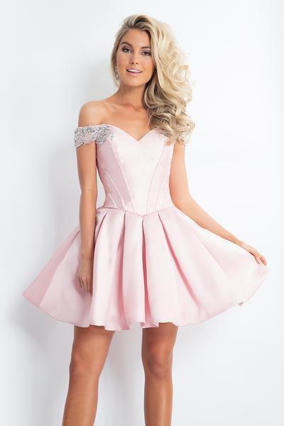 Rachel Allan - 4597 Crystal Ornate Off Shoulder Corset Dress In Pink