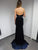 Embellished Belt Velvet V-Neckline Gown 45983