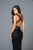 Scala - 48946 Sequined Midriff Cutout Long Sheath Gown In Black
