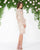 Mac Duggal - 4600D Long Sleeve Floral Sequined Peplum Dress In Pink and Neutral