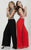 Tiffany Homecoming - 46014 Cropped Sleeveless Chiffon Pantsuit in Red and Black