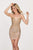Rachel Allan - 4605 Lace Up Back Beaded Sheath Dress in Neutral