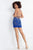 Rachel Allan - 4605 Lace Up Back Beaded Sheath Dress in Blue