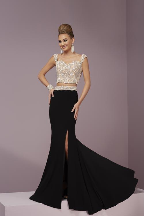 Tiffany Homecoming - Lovely Beaded Two Piece Dress 46080 in Black and Nude