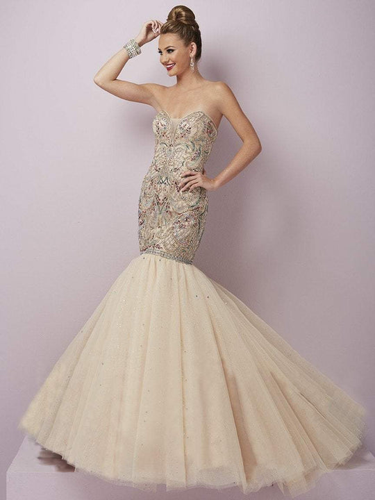 Tiffany Homecoming - 46081 Strapless Beaded Mermaid Evening Gown in Neutral and Multi-Color