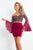Rachel Allan - 4608 Beaded Two Piece Jersey Chiffon Sheath Dress In Red