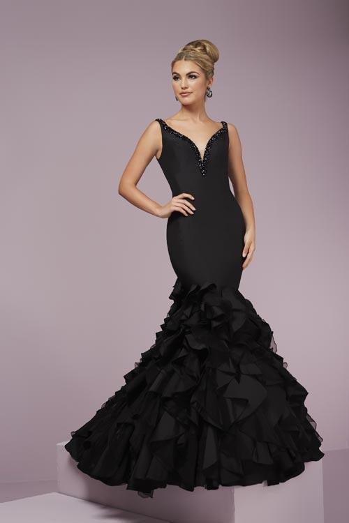Tiffany Homecoming - Lavishly Chic Organza Mermaid Evening Gown 46093 In Black