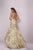 Tiffany Homecoming - 46095 Lace Appliqued Fitted Mermaid Gown In Gold and Neutral