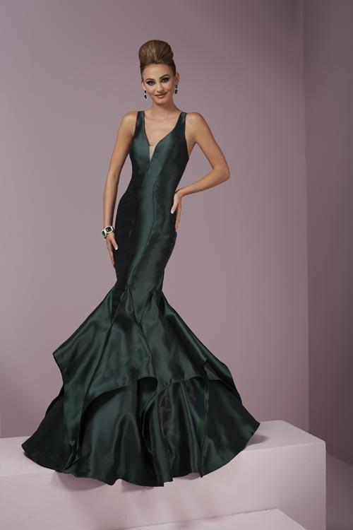 Tiffany Homecoming - Lithe Ruffled Mikado Mermaid Evening Gown 46100 In Green