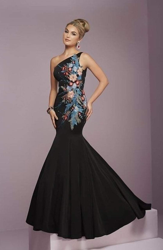 Tiffany Homecoming - Lovely One Shoulder Fitted Dress 46110 in Black and Floral