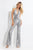 Rachel Allan - 4612 Plunging Cutout Sequined Jumpsuit In Silver