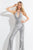 Rachel Allan - 4612 Plunging Cutout Sequined Jumpsuit In Silver