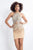 Rachel Allan - 4614 Bejeweled High Halter Cutout Sheath Dress in Gold
