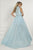 Tiffany Designs - 46152 Lace Deep V-neck Dress With Detachable Jacket In Blue