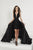 Tiffany Designs - 46155 Beaded Sheath Dress With Overskirt In Black