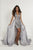 Tiffany Designs - 46155 Beaded Sheath Dress With Overskirt In Silver
