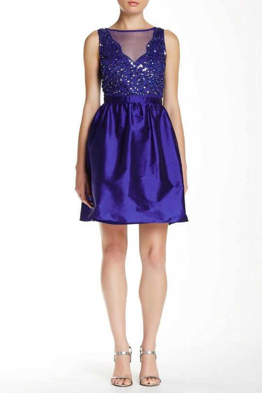 Adrianna Papell - Illusion Keyhole Dress 41909720 in Purple