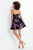 Rachel Allan - 4616 Strapless Velvet Floral A-line Dress In Blue